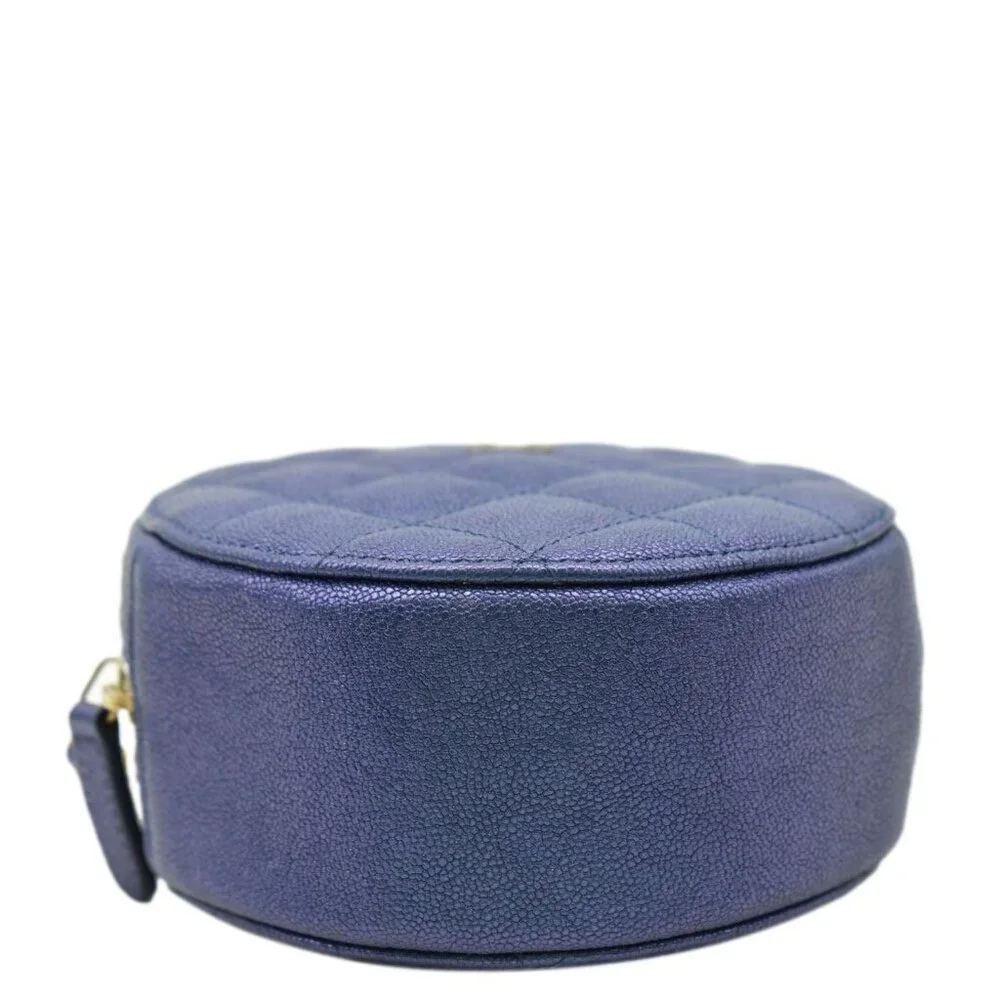 CHANEL  Round Clutch with Chain Mini Quilted Iridescent Caviar Leather Crossbody - Picture 10 of 15
